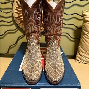 Tony Lama Brown and Tan Snakeskin Boots